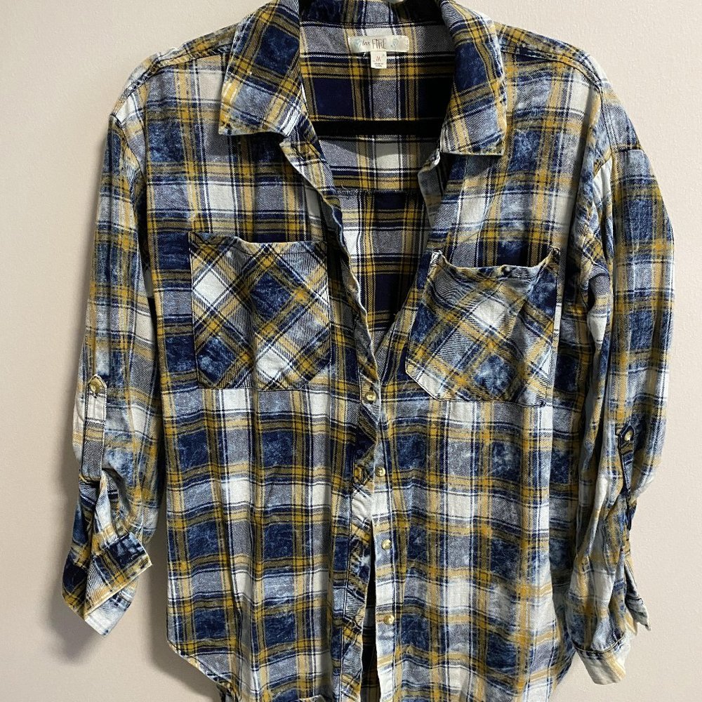Blue and Gold Plaid Shirt